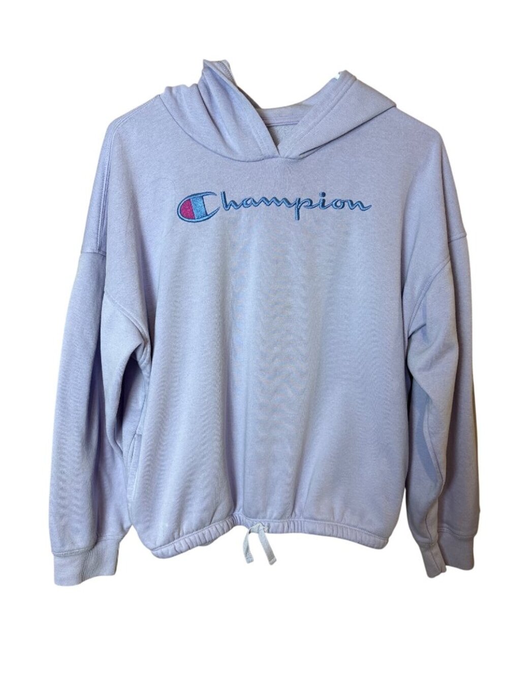 Champion Womens Lavender Hoodie XL Drawstring Hem Cotton Blend Sweatshirt